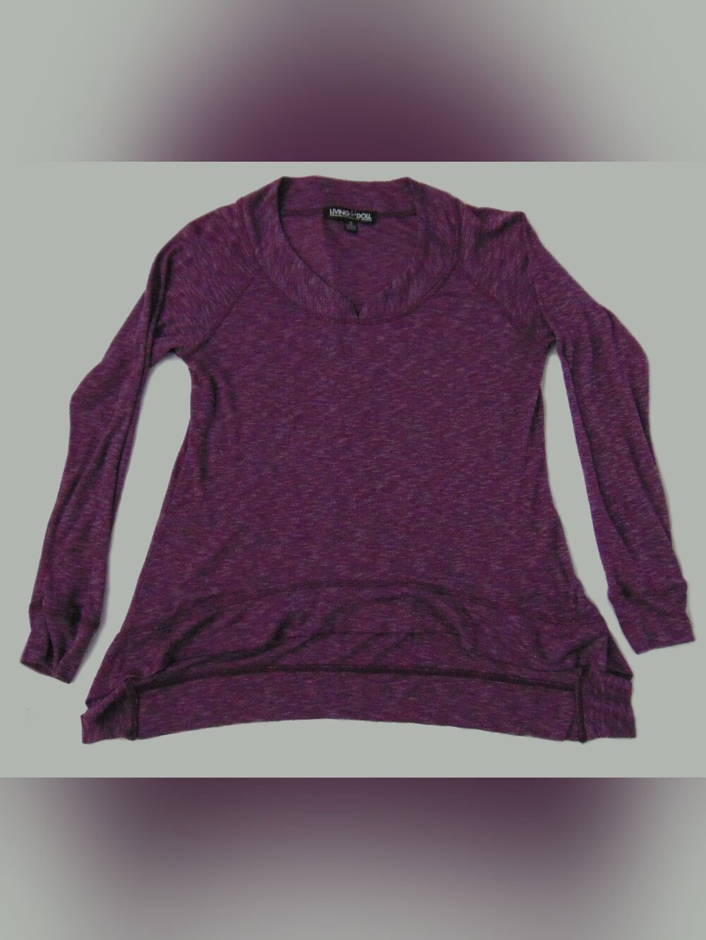 living doll Heathered Plum Long Sleeve V-Neck Sweatshirt